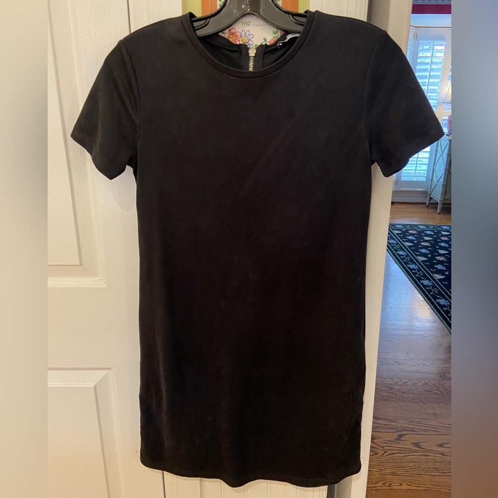 Zara Black Faux Suede Shift Dress Small